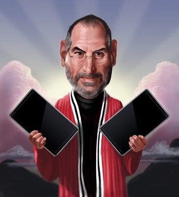 Steve Jobs mit Moses Tablett